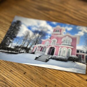 Pink House Post Card - Winter