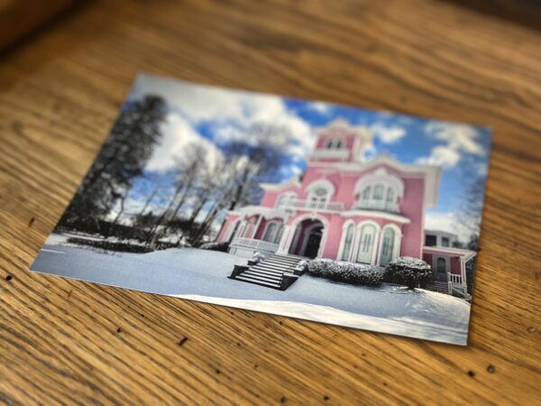 Pink House Post Card - Winter
